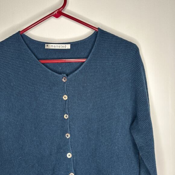 Mansted Sweater Womens Size Medium 100% Cotton Cardigan Blue - Picture 3 of 7